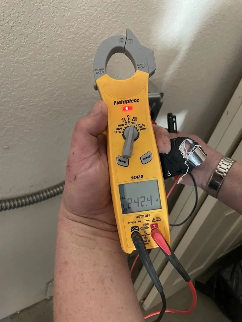 Voltage testing with clamp meter during Generator Installation in Glendora